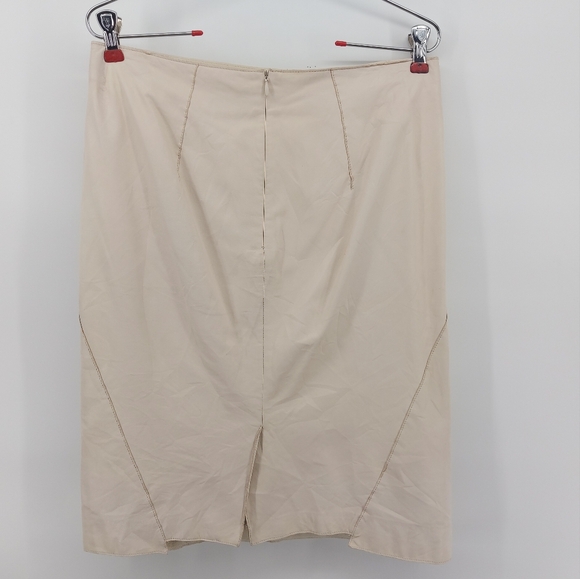 Boss Hugo Boss Lamb Leather Midi Skirt Size 8 Cream - Picture 2 of 5